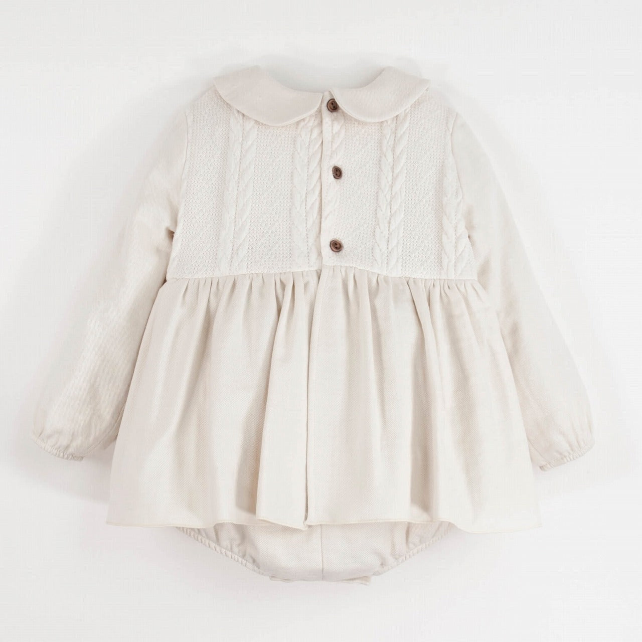 【Popelin】Off-white romper suit with skirt and baby collar ロンパース 9/12m,12/18m,18/24m  | Coucoubebe/ククベベ