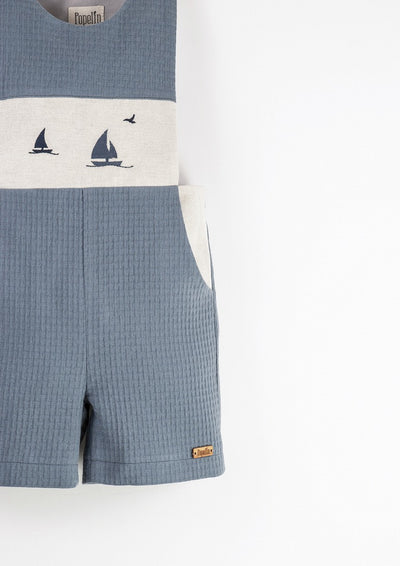 【Popelin】【30%OFF】Blue boat motif dungarees ダンガリー 12/18m,18/24m,2/3y,3/4y（Sub Image-4） | Coucoubebe/ククベベ