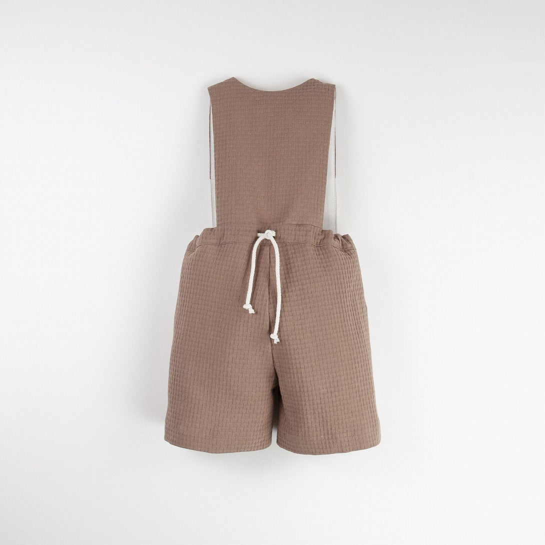 【Popelin】【30%OFF】Brown boat motif dungarees ダンガリー 12/18m,18/24m,2/3y,3/4y  | Coucoubebe/ククベベ
