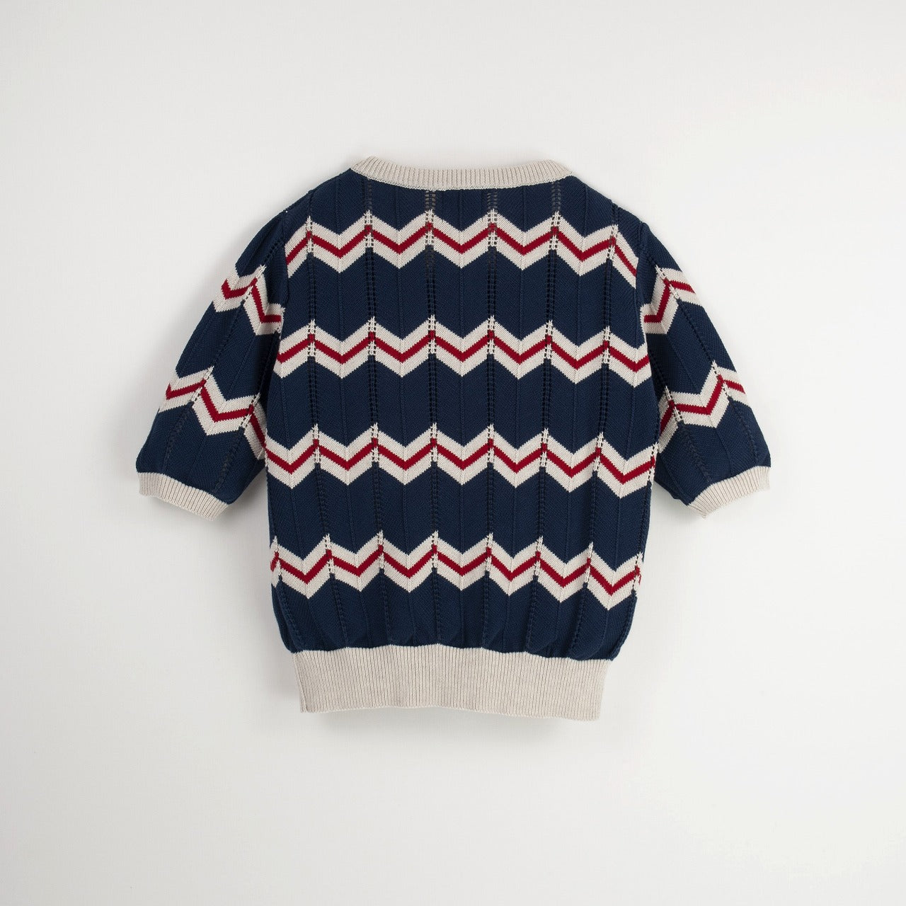 【Popelin】【30%OFF】Navy Blue openwork knit jersey ニットジャージー 12/18m,18/24m  | Coucoubebe/ククベベ