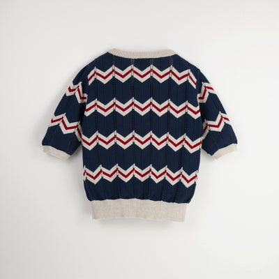 【Popelin】【30%OFF】Navy Blue openwork knit jersey ニットジャージー 12/18m,18/24m（Sub Image-2） | Coucoubebe/ククベベ