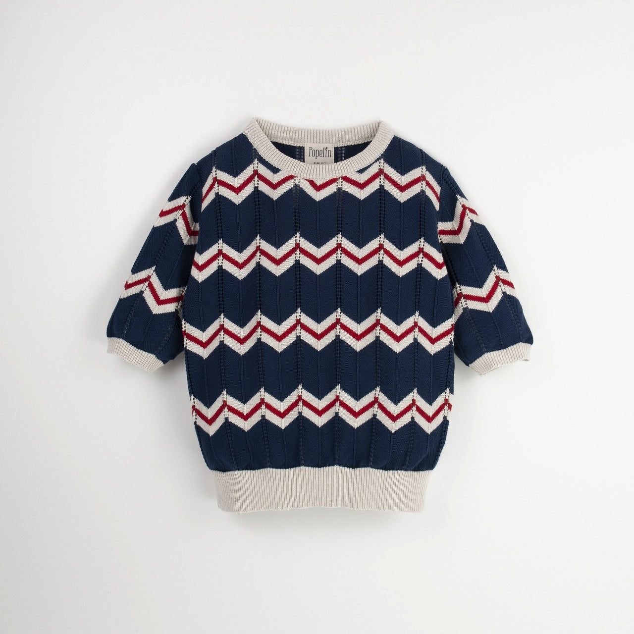 【Popelin】【30%OFF】Navy Blue openwork knit jersey ニットジャージー 12/18m,18/24m  | Coucoubebe/ククベベ