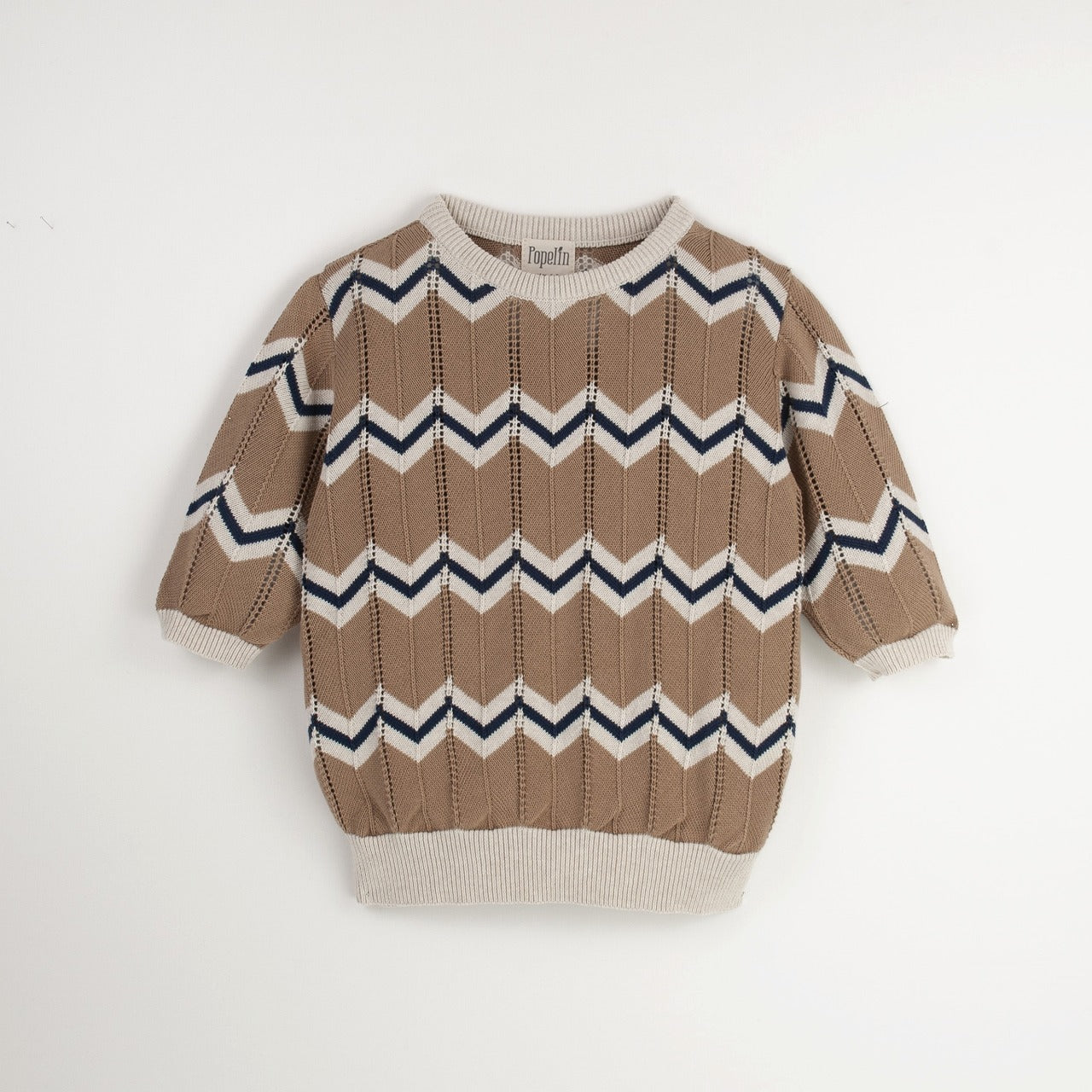 【Popelin】【30%OFF】Brown openwork knit jersey ニットジャージー 12/18m,18/24m  | Coucoubebe/ククベベ