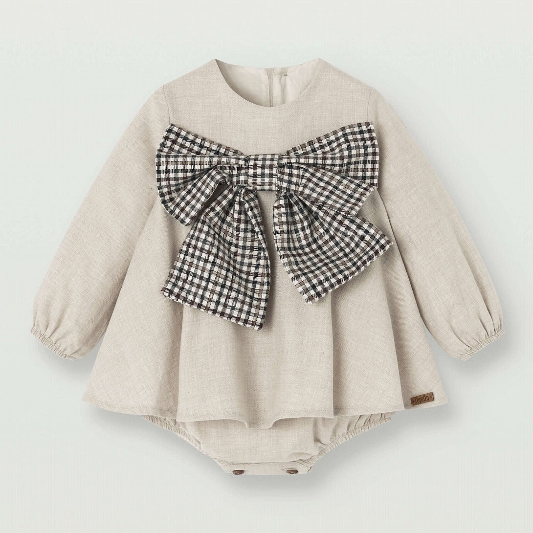 【Popelin】Sand romper suit with bow ロンパース 12/18m,18/24m,2-3y  | Coucoubebe/ククベベ