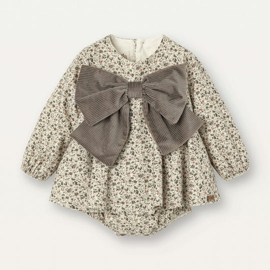 Popelin】Floral print romper suit with bow ロンパース 12/18m,18