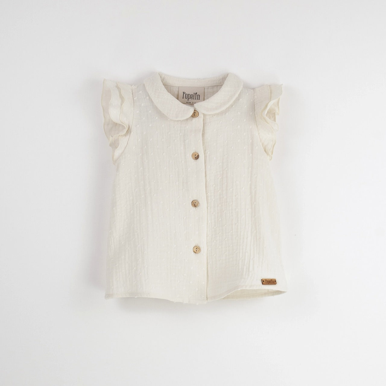 【Popelin】【30%OFF】Off-white sleeveless shirt with frills ノースリーブシャツ 12/18m,18/24m,2/3y,3/4y  | Coucoubebe/ククベベ