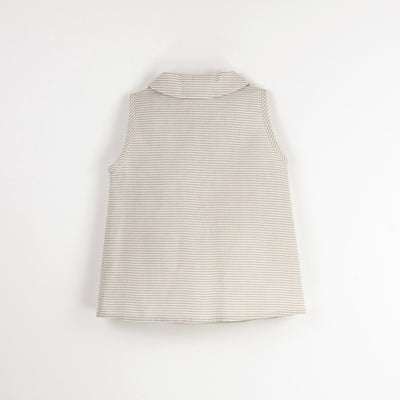 【Popelin】【30%OFF】Sand striped sleeveless shirt ノースリーブシャツ 12/18m,18/24m,2/3y,3/4y（Sub Image-2） | Coucoubebe/ククベベ