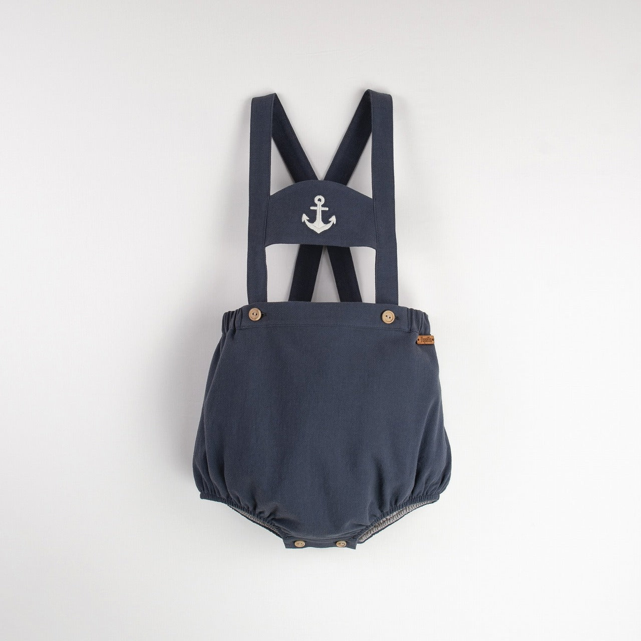 【Popelin】【30%OFF】Navy blue anchor motif dungarees with straps ダンガリー 9/12m,12/18m,18/24m  | Coucoubebe/ククベベ