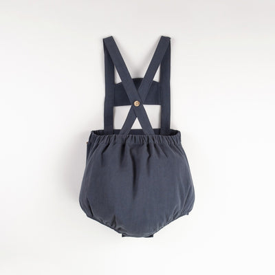 【Popelin】【30%OFF】Navy blue anchor motif dungarees with straps ダンガリー 9/12m,12/18m,18/24m（Sub Image-2） | Coucoubebe/ククベベ