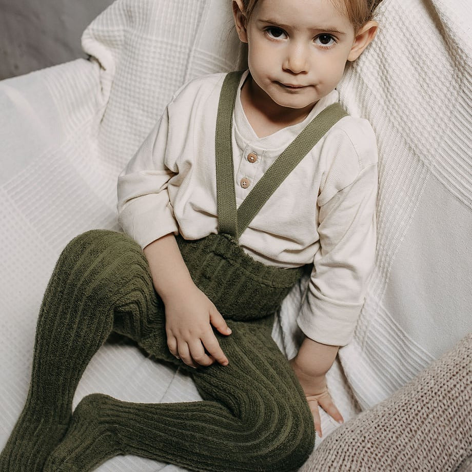 【SILLLY Silas】Granny Teddy Warmy Tights Collection Olive タイツ 0-6m,6-12m,1-2y,2-3y  | Coucoubebe/ククベベ