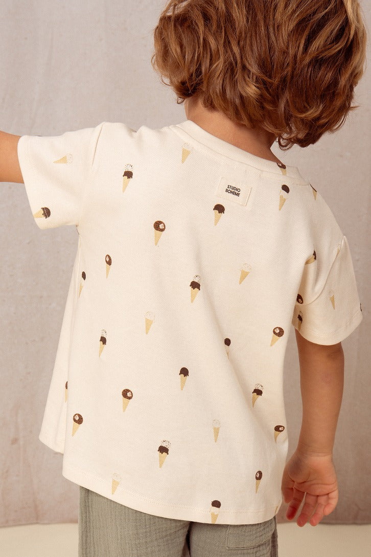 【STUDIO BOHEME】TSHIRT ESSENTIAL ECRU ICECREAM Tシャツ 12m,18m,24m,36m,4y  | Coucoubebe/ククベベ