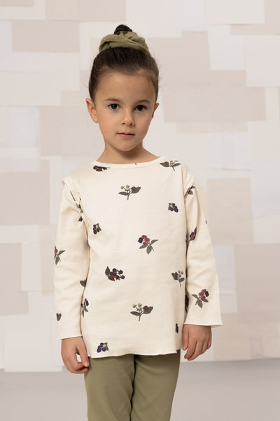 【STUDIO BOHEME】【9月上旬発送】LALA T-SHIRT ECRU/BLACKBERRIES Tシャツ 12m,18m,24m,36m,4y（Sub Image-2） | Coucoubebe/ククベベ