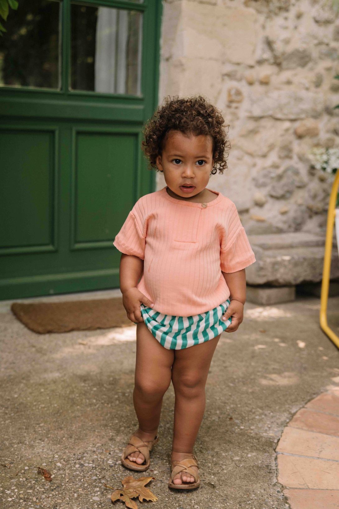 【STUDIO BOHEME】BLOOMERS AMI STRIPES GREEN CAPRI ブルマ 6m,12m,18m,24m  | Coucoubebe/ククベベ