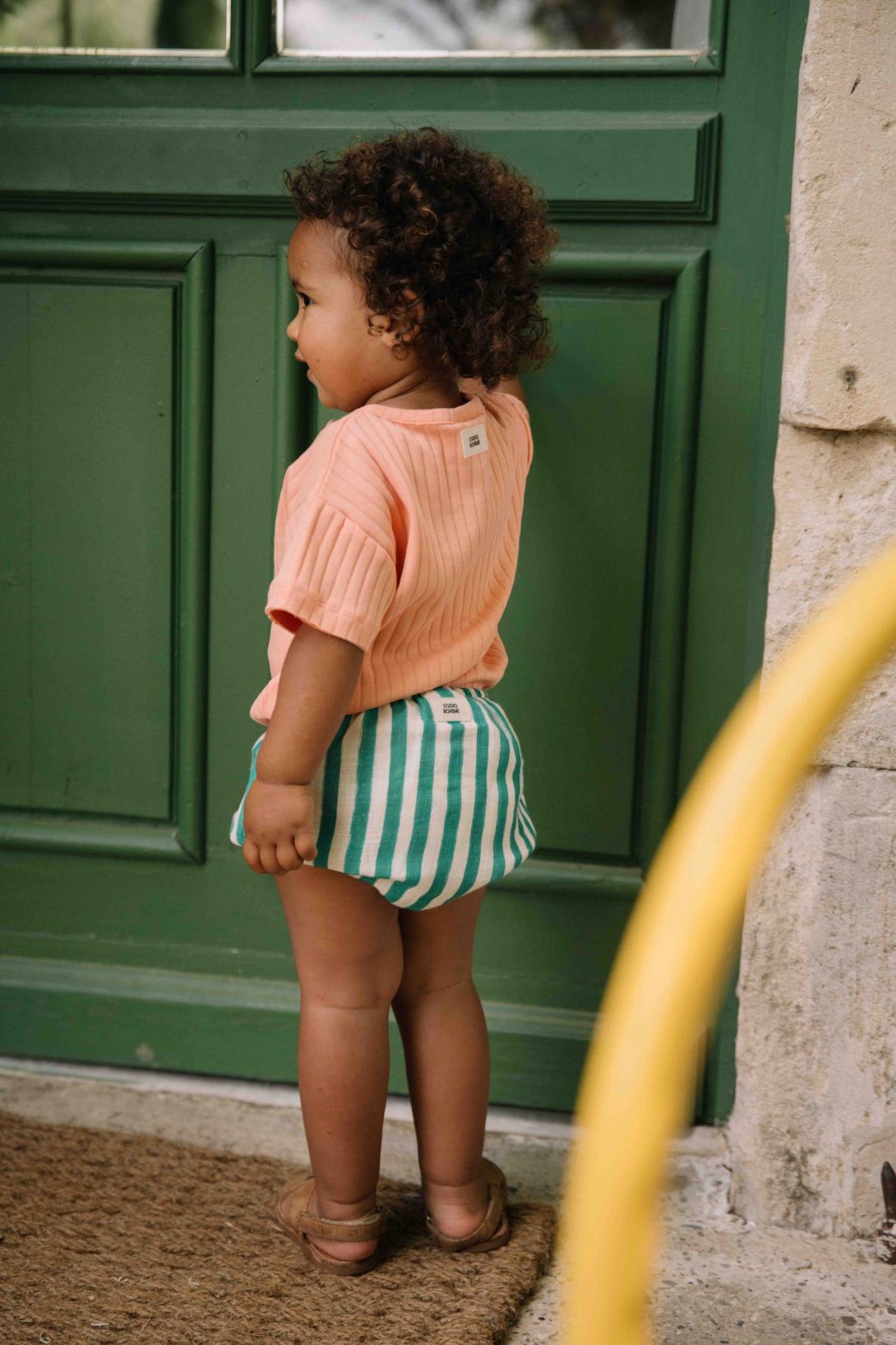 【STUDIO BOHEME】BLOOMERS AMI STRIPES GREEN CAPRI ブルマ 6m,12m,18m,24m  | Coucoubebe/ククベベ