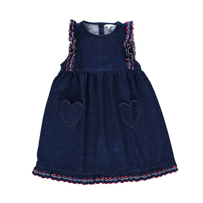 【Bebe Organic】Tessa Apron Dress Denim ワンピース 2Y,4Y（Sub Image-1） | Coucoubebe/ククベベ