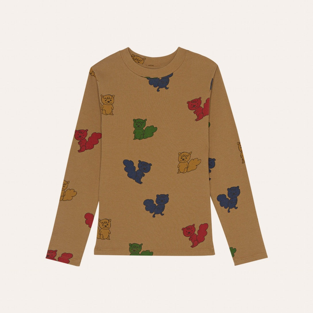 【The Campamento】MULTICOLOR SQUIRRELS TSHIRT Camel 長袖Tシャツ 2y,3y,4y  | Coucoubebe/ククベベ