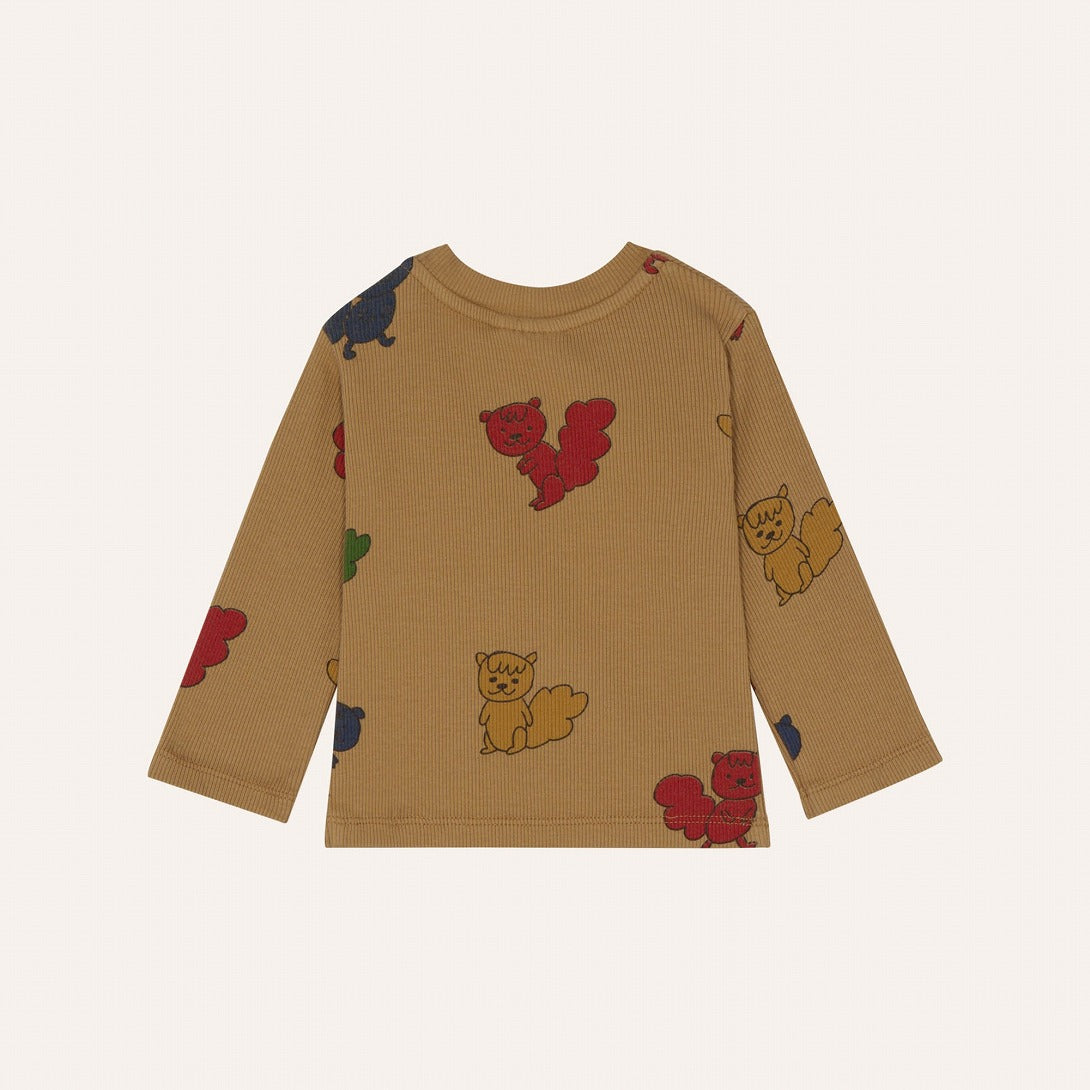 【The Campamento】MULTICOLOR SQUIRRELS BABY TSHIRT Camel 長袖Tシャツ 12/18m,18/24m  | Coucoubebe/ククベベ