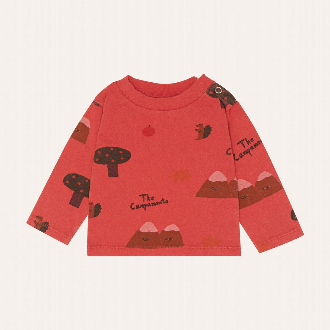 【The Campamento】MOUNTAINS RED BABY TSHIRT Red 長袖Tシャツ 12/18m,18/24m  | Coucoubebe/ククベベ