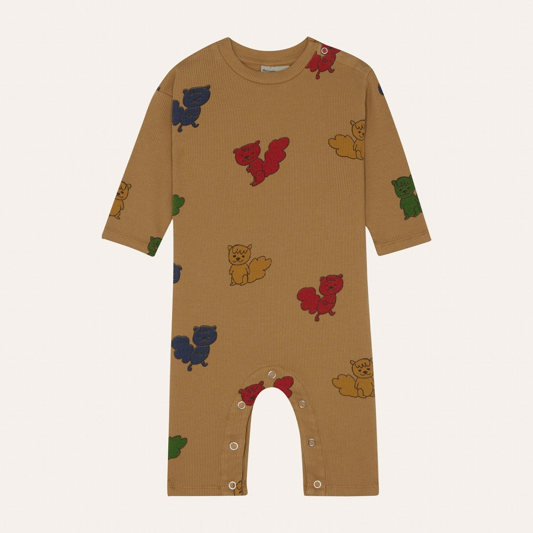 【The Campamento】MULTICOLOR SQUIRRELS BABY OVERALL Camel ロンパース 6/9m,9/12m,12/18m  | Coucoubebe/ククベベ
