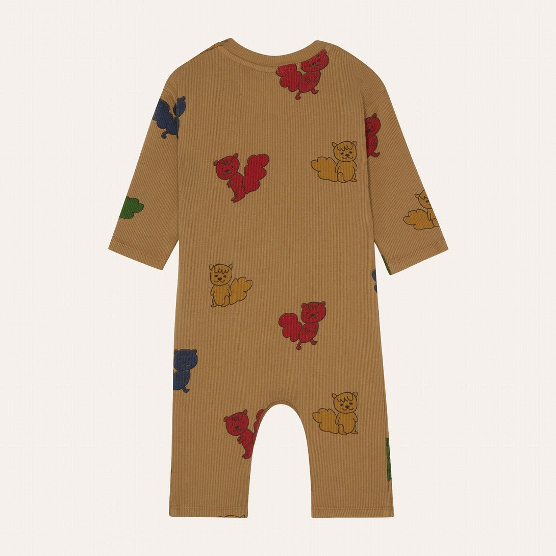 【The Campamento】MULTICOLOR SQUIRRELS BABY OVERALL Camel ロンパース 6/9m,9/12m,12/18m  | Coucoubebe/ククベベ