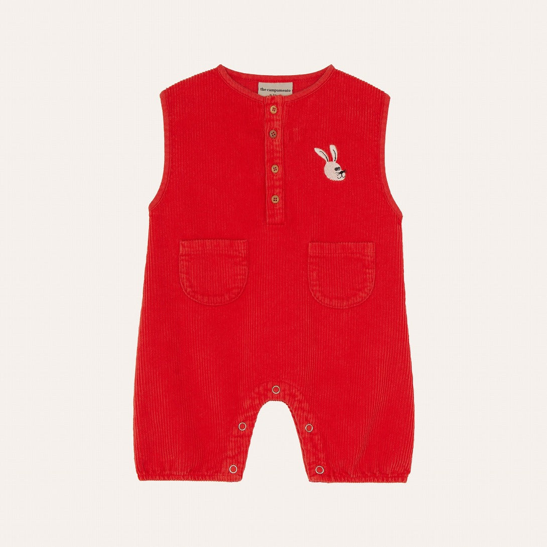 【The Campamento】RED CORDUROY BABY ROMPER Red ロンパース 9/12m,12/18m,18/24m  | Coucoubebe/ククベベ