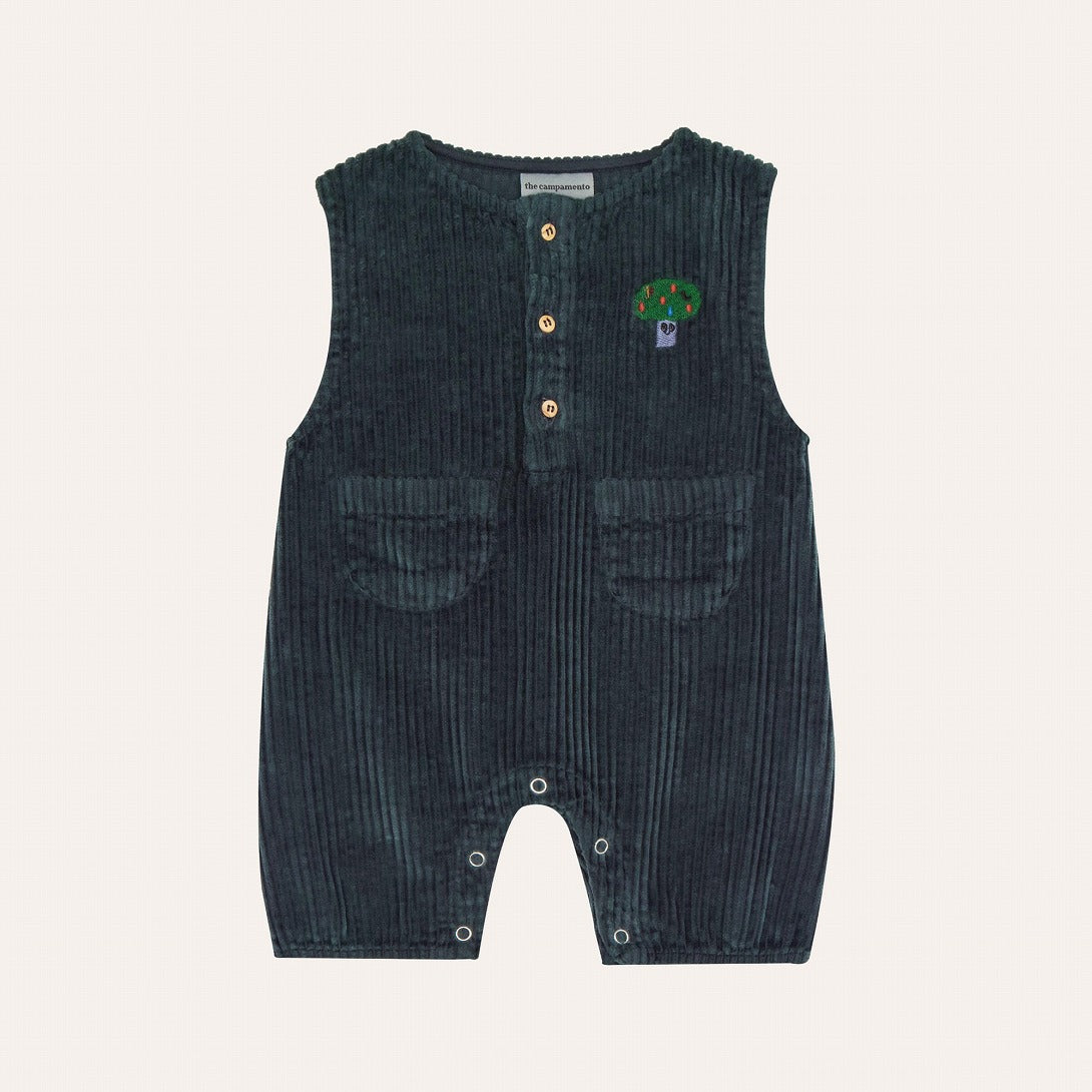 【The Campamento】GREY CORDUROY BABY ROMPER Grey ロンパース 9/12m,12/18m,18/24m  | Coucoubebe/ククベベ