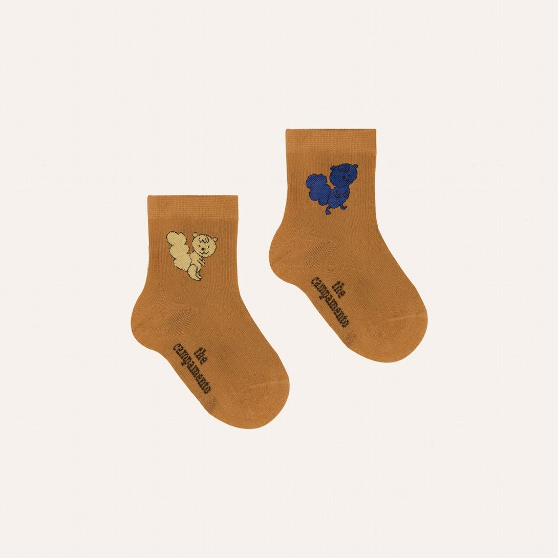 【The Campamento】SQUIRRELS BABY SOCKS Camel ベビー靴下 0/12m,12/24m  | Coucoubebe/ククベベ