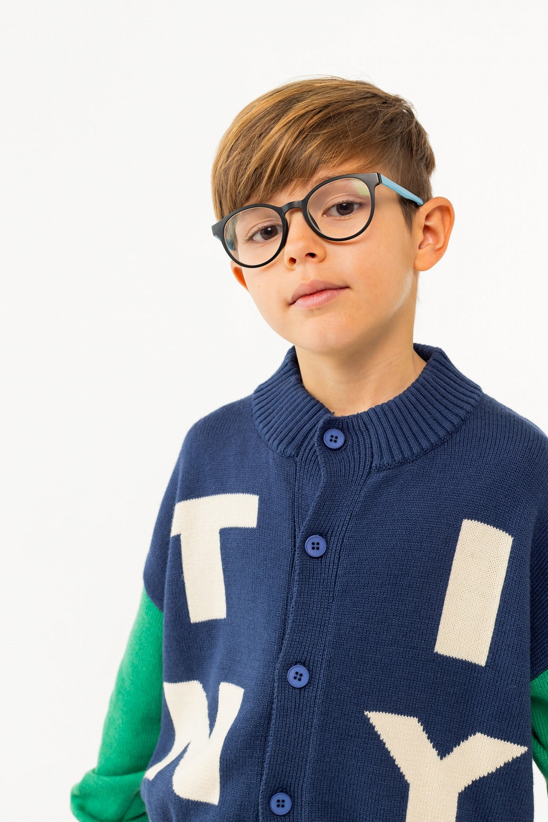 【tinycottons】TINY MOCKNECK CARDIGAN navy カーディガン 2y,4y,6y  | Coucoubebe/ククベベ