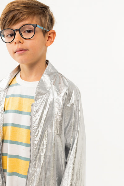 【tinycottons】METALLIC BOMBER silver metallic ジャケット 2y,3y,6y（Sub Image-3） | Coucoubebe/ククベベ