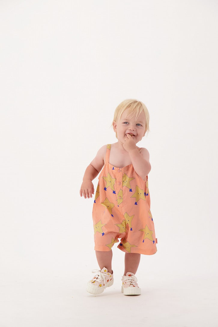 【tinycottons】【30%OFF】DANCING STARS BABY DUNGAREE papaya ダンガリー 12m,18m  | Coucoubebe/ククベベ