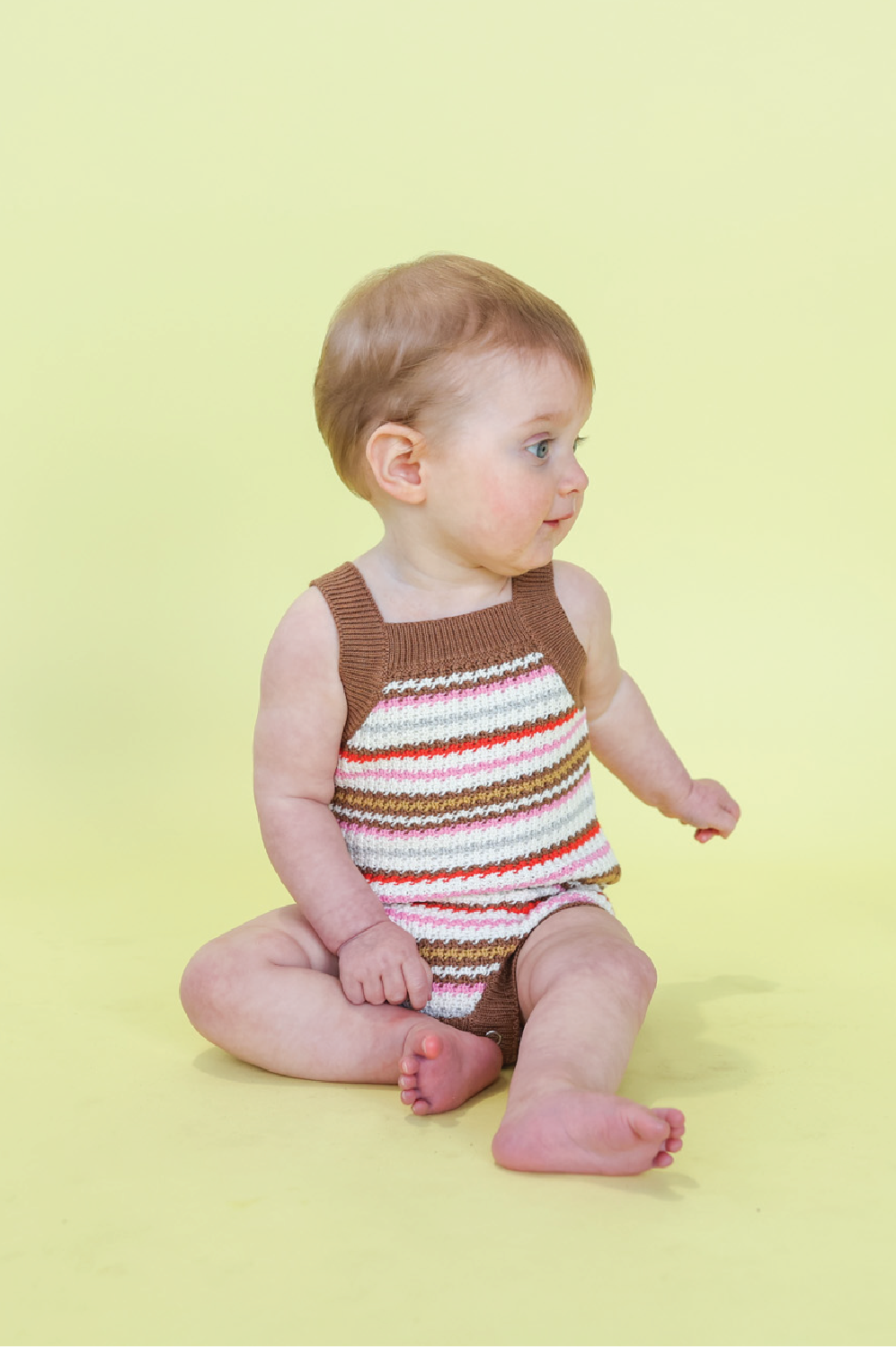 【GROWN】Organic Sunshine Stripe Knit Romper ロンパース 3-6m,6-12m,12-18m  | Coucoubebe/ククベベ