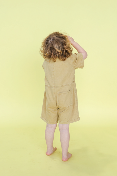 【GROWN】Organic Summer Short Boilersuit Mustard ボーラースーツ 6-12m,12-18m,18-24m,2-3y（Sub Image-5） | Coucoubebe/ククベベ