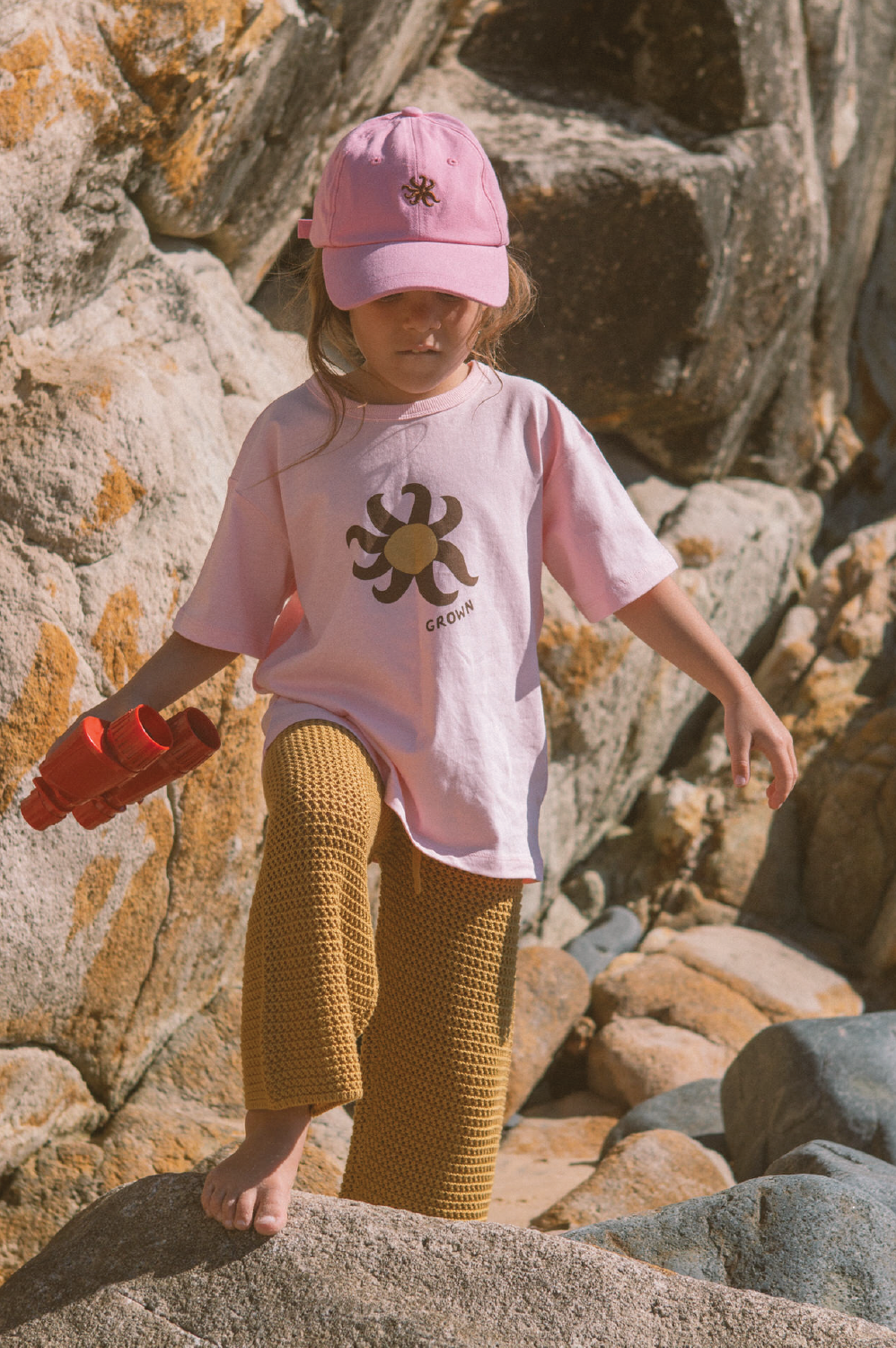 【GROWN】Organic Open Knit Pants Mustard パンツ 6-12m,12-18m,18-24m,2-3y,3-4y  | Coucoubebe/ククベベ