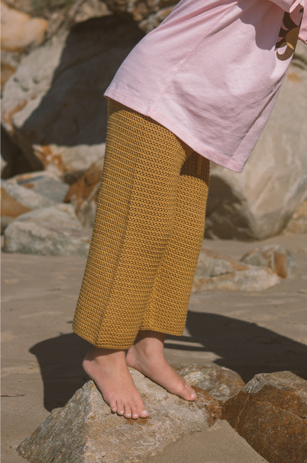 【GROWN】Organic Open Knit Pants Mustard パンツ 6-12m,12-18m,18-24m,2-3y,3-4y  | Coucoubebe/ククベベ
