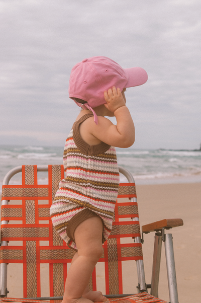 【GROWN】Organic Sunshine Stripe Knit Romper ロンパース 3-6m,6-12m,12-18m（Sub Image-6） | Coucoubebe/ククベベ