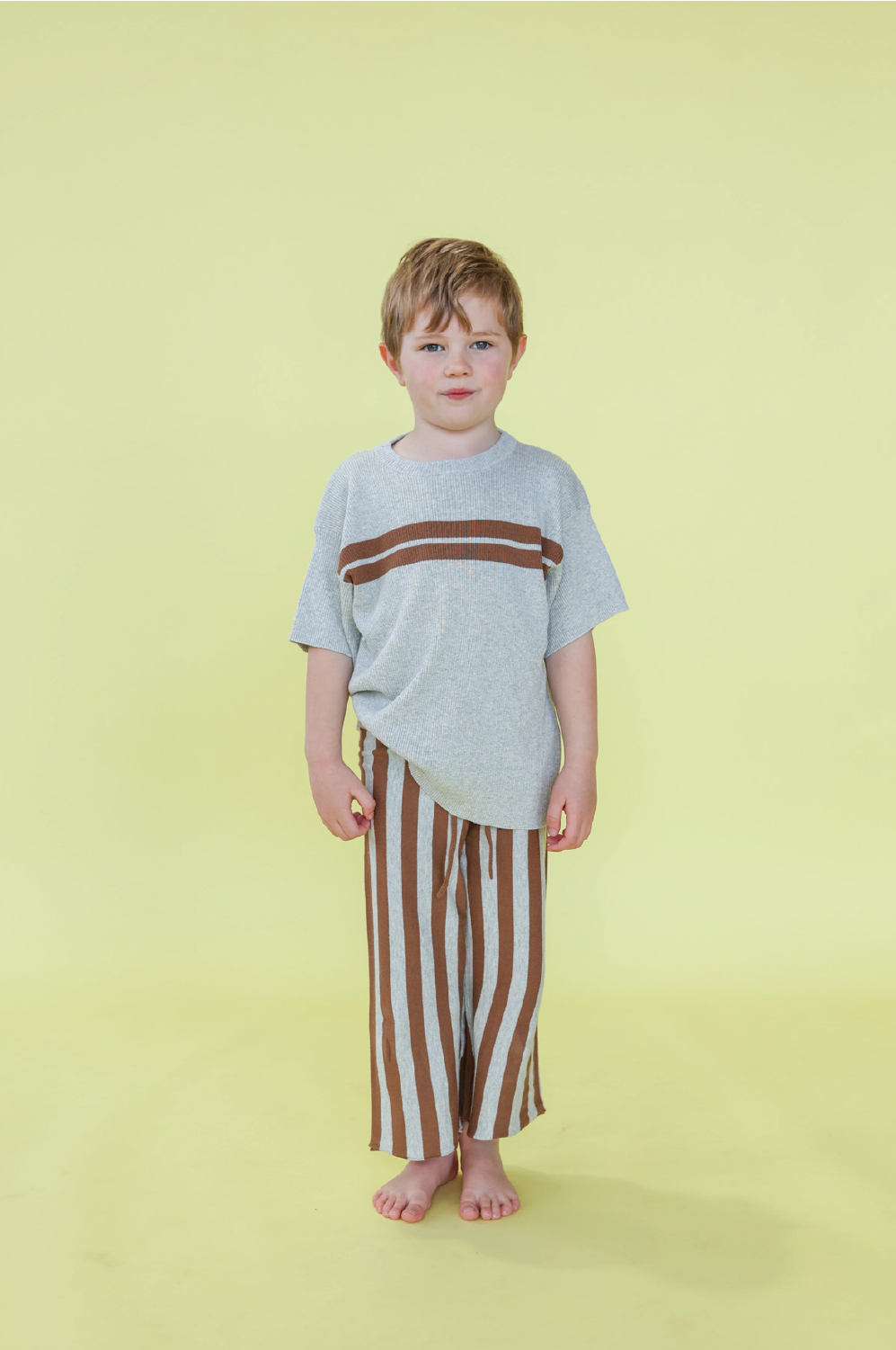 【GROWN】Organic Twin Striped Ribbed Knit Tee Tシャツ 12-18m,18-24m,2-3y,3-4y  | Coucoubebe/ククベベ