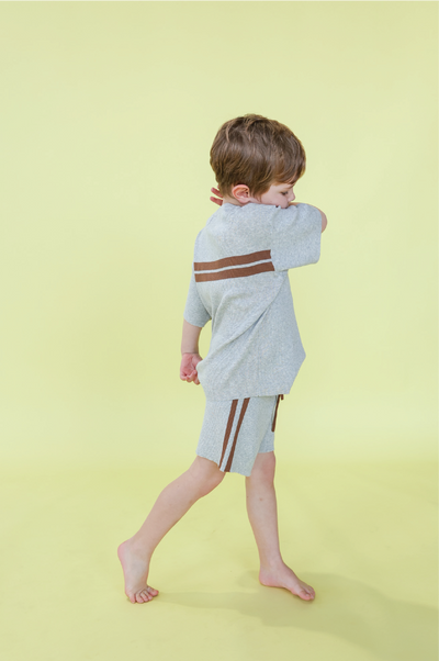 【GROWN】Organic Twin Striped Ribbed Knit Tee Tシャツ 12-18m,18-24m,2-3y,3-4y（Sub Image-7） | Coucoubebe/ククベベ