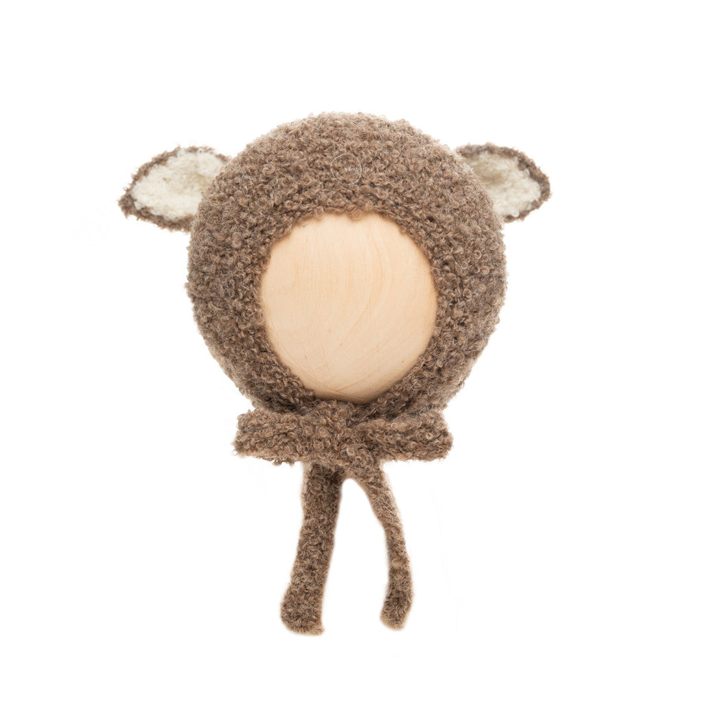 激安アウトレット Bambolina】brown sheep シープボンネット 6-12m,1-3y 帽子