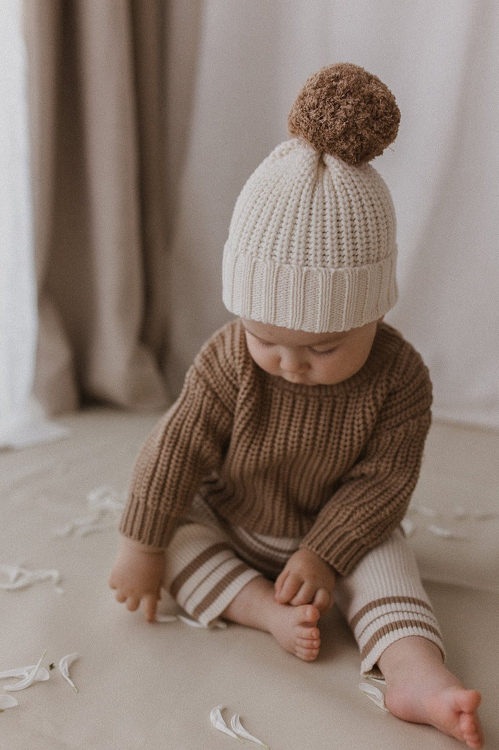 【BELLE&SUN】【30%OFF】Beanie Natural/Cedar ニット帽 3-12m,1-2y,3-4y  | Coucoubebe/ククベベ