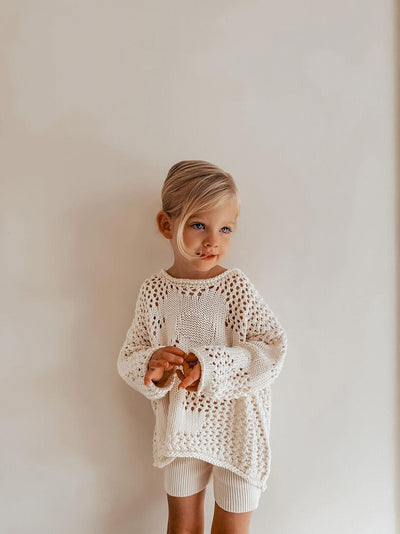 【BELLE&SUN】【30%OFF】Crochet Pullover Natural セーター 1y,2y,3y,4y（Sub Image-6） | Coucoubebe/ククベベ