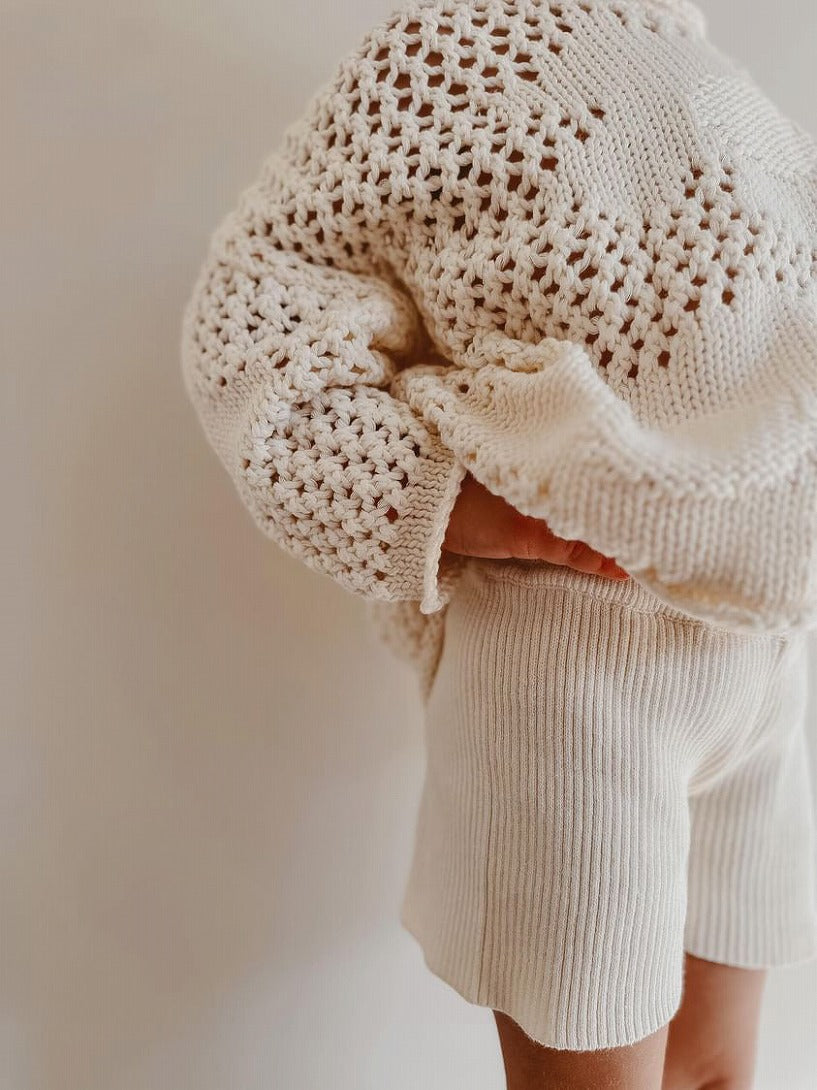 【BELLE&SUN】【30%OFF】Crochet Pullover Natural セーター 1y,2y,3y,4y  | Coucoubebe/ククベベ