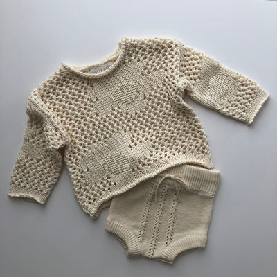 【BELLE&SUN】【30%OFF】Crochet Pullover Natural セーター 1y,2y,3y,4y（Sub Image-3） | Coucoubebe/ククベベ
