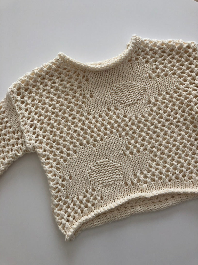 【BELLE&SUN】【30%OFF】Crochet Pullover Natural セーター 1y,2y,3y,4y  | Coucoubebe/ククベベ