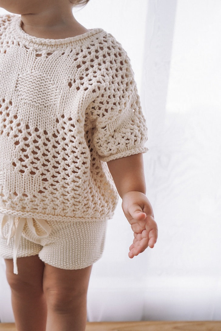 【BELLE&SUN】【30%OFF】Crochet Shorts Natural ショートパンツ 12-18m,18-24m,2-3y,3-4y  | Coucoubebe/ククベベ