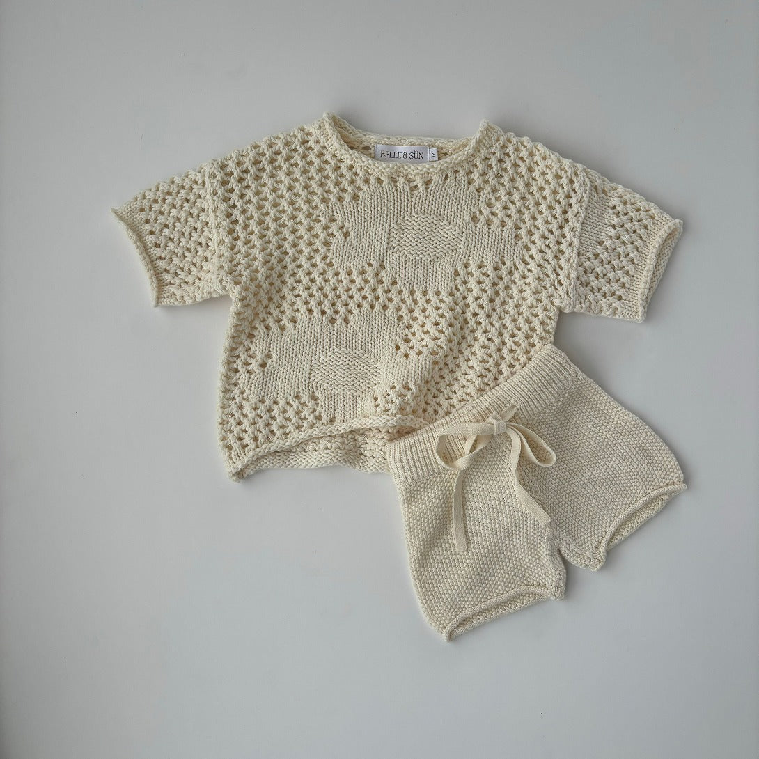 【BELLE&SUN】【30%OFF】Crochet Tee Natural Tシャツ 1y,2y,3y,4y  | Coucoubebe/ククベベ