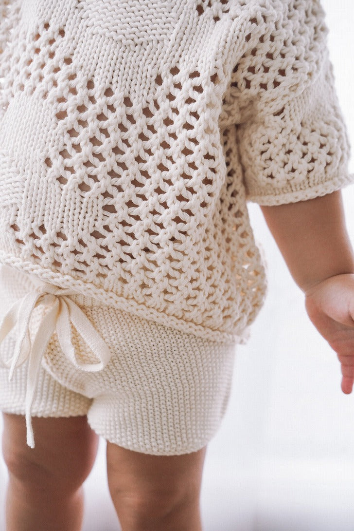 【BELLE&SUN】【30%OFF】Crochet Shorts Natural ショートパンツ 12-18m,18-24m,2-3y,3-4y  | Coucoubebe/ククベベ