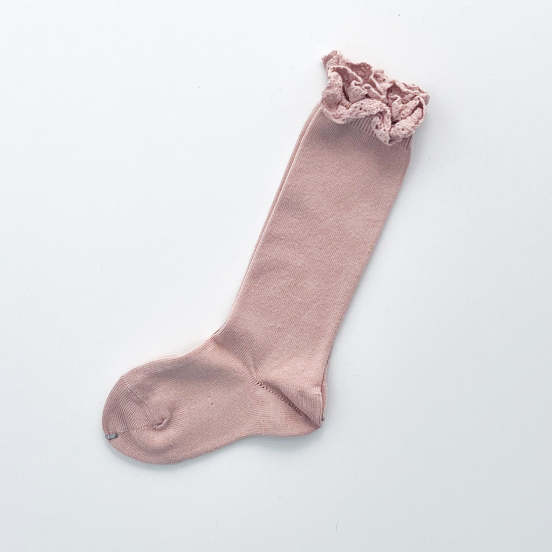 【cóndor】Knee socks with lace edging cuff レースエッジングカフニーソックス 0,2,4,6  | Coucoubebe/ククベベ