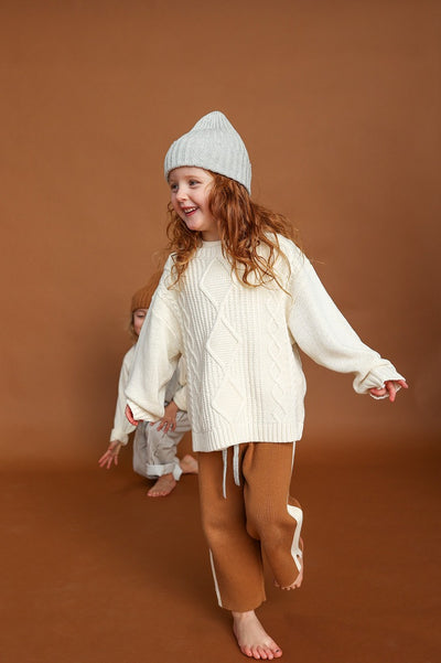 【GROWN】Chunky Cable Knit Pull Over Milk ニット 12-18m,18-24m,2-3y,3-4y（Sub Image-4） | Coucoubebe/ククベベ