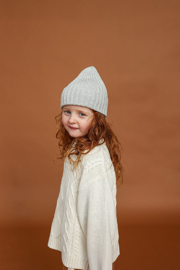 【GROWN】Ribbed Pixie Beanie Grey Marle 帽子 S,M,L  | Coucoubebe/ククベベ