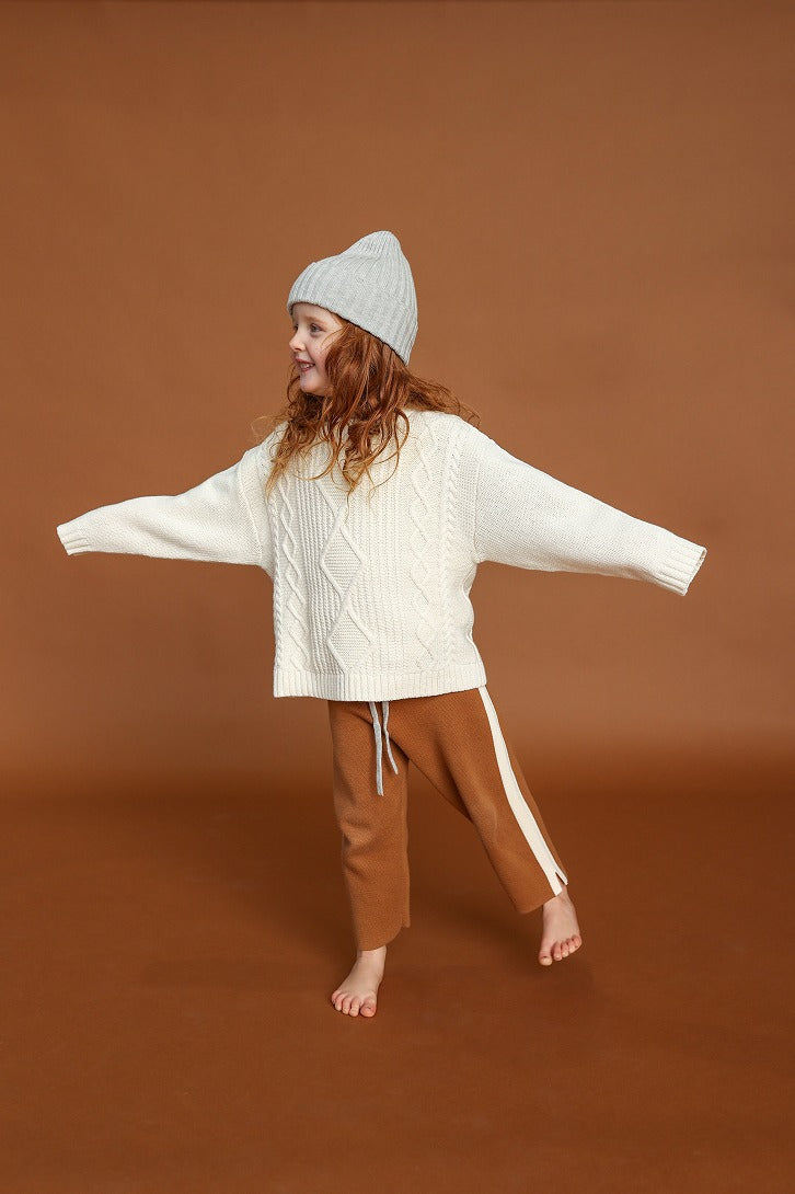 【GROWN】Chunky Cable Knit Pull Over Milk ニット 12-18m,18-24m,2-3y,3-4y  | Coucoubebe/ククベベ